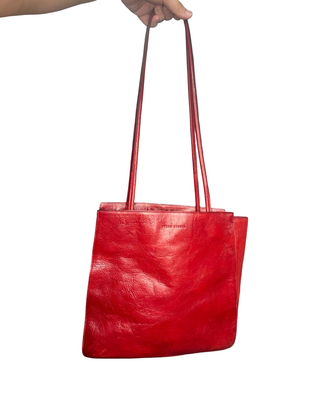 Wilsons Leather Vintage Red Genuine Leather Tote Bag Shoulder Purse Y2K
